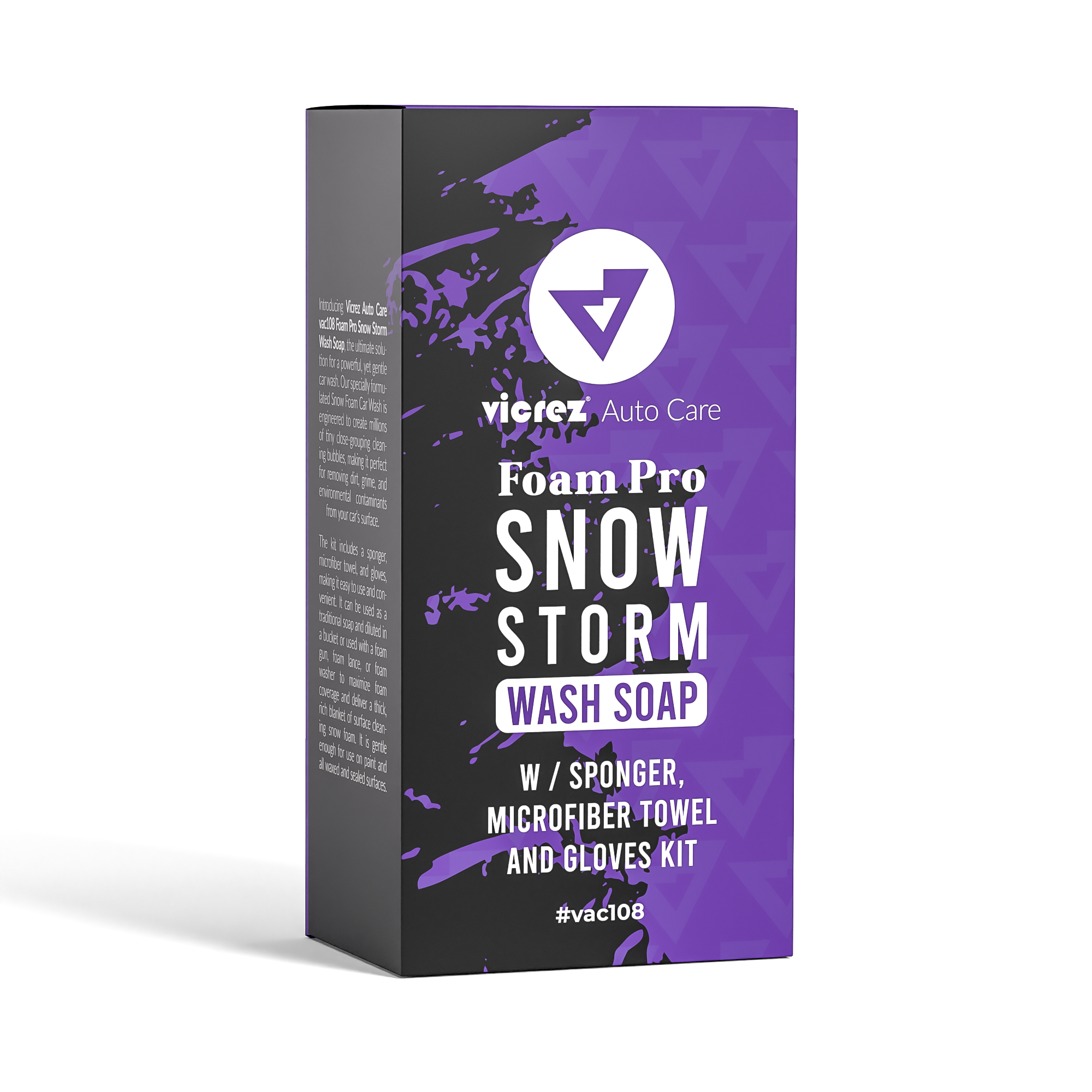 Vicrez Auto Care vac108 Foam Pro Snow Storm Wash Soap w/ Sponger