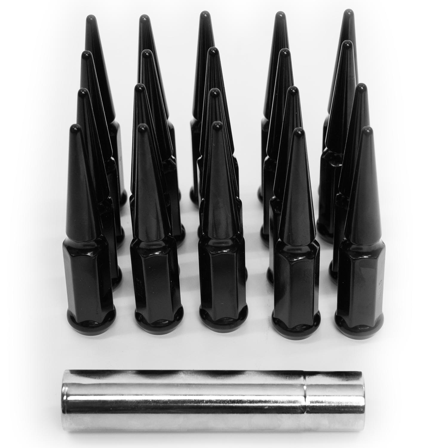 Vicrez Black Spike Lug Nut Kit - 14mm x 1.5 - Set of 20 vzn122146 | Dodge Durango 2011-2026
