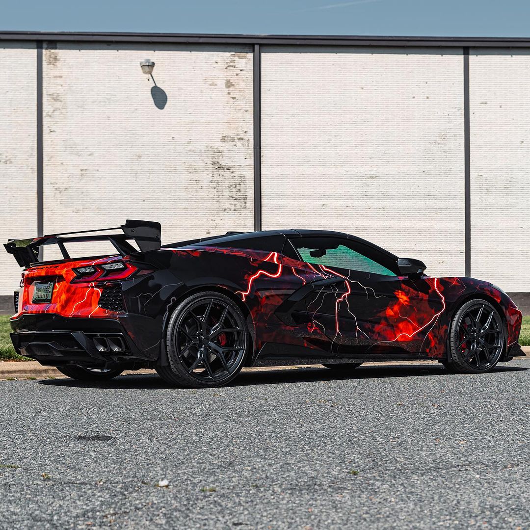 Vicrez Vinyl Car Wrap Film vzv10862 Red Lightning Fire Pattern