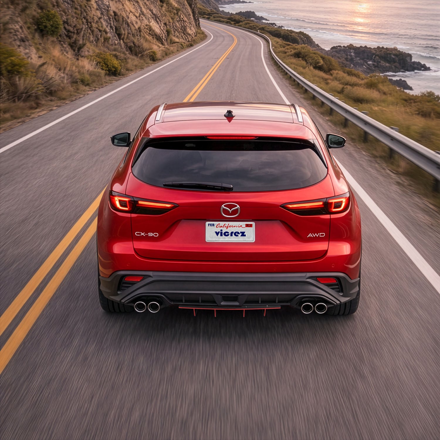 Vicrez Jesky VR4 Rear Diffuser vz104169 | Mazda CX-90 2024-2026